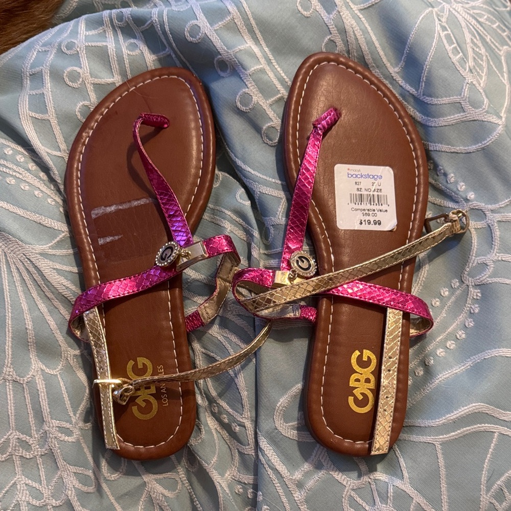 GBG Los Angeles Pink and Gold Sandals